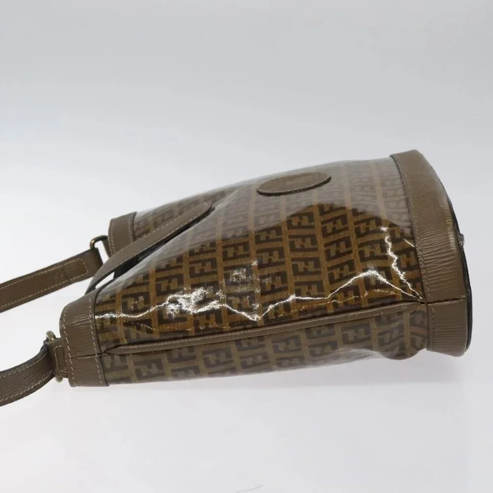 FENDI Zucchino Canvas Shoulder Bag Enamel Beige Gold Auth ep8215 - Picture 5 of 16